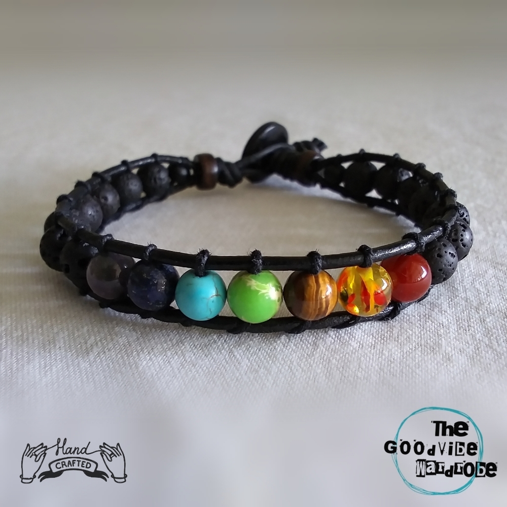 SOLD Chakra Bracelet with Lava Beading